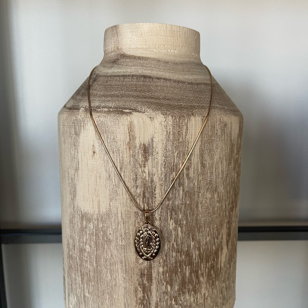 Rose Gold Rosary inspired pendant necklace